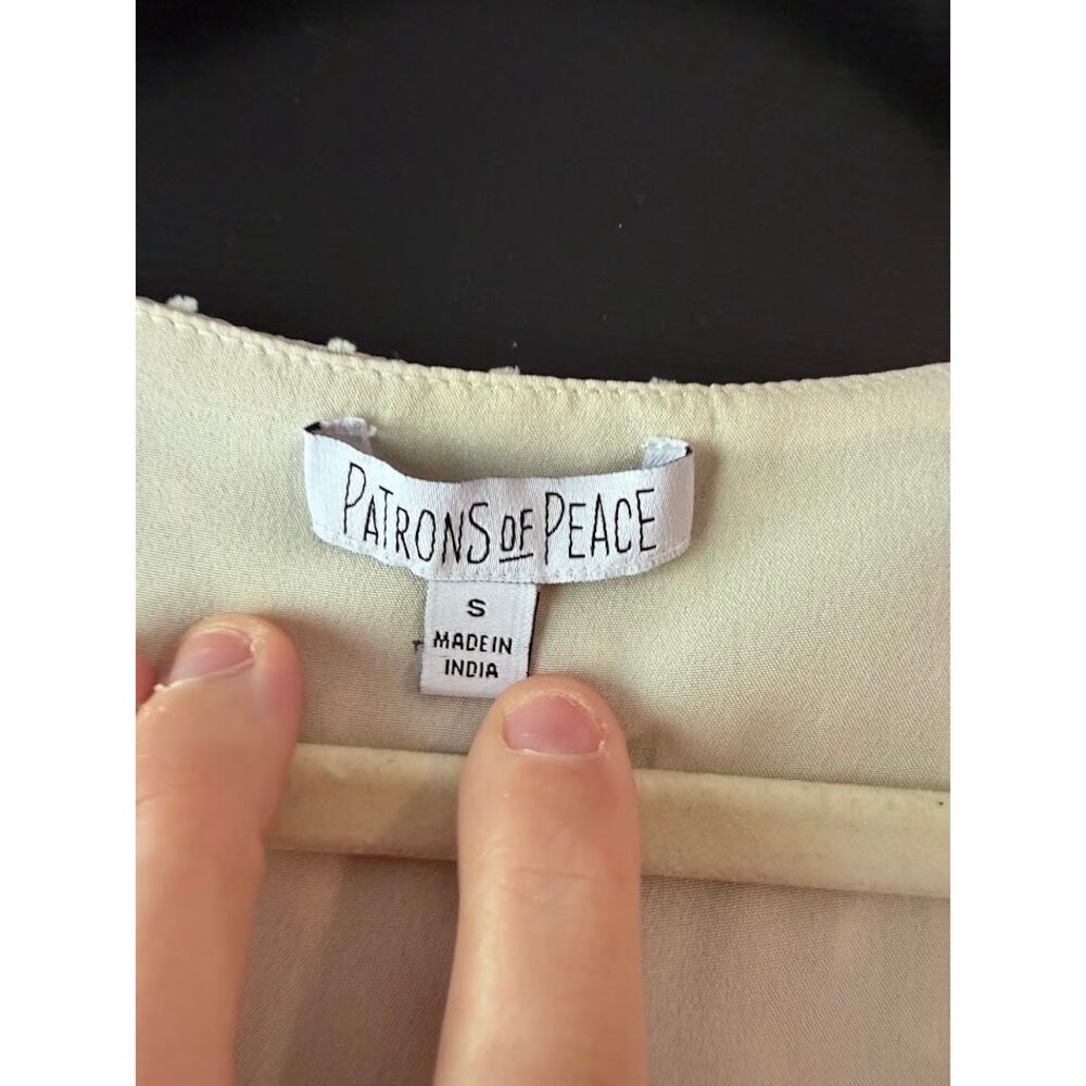 Patrons of Peace Altura Dress Maxi Coquette Milkmaid Tiered Cream Swiss Dot Sz S - Picture 10 of 15